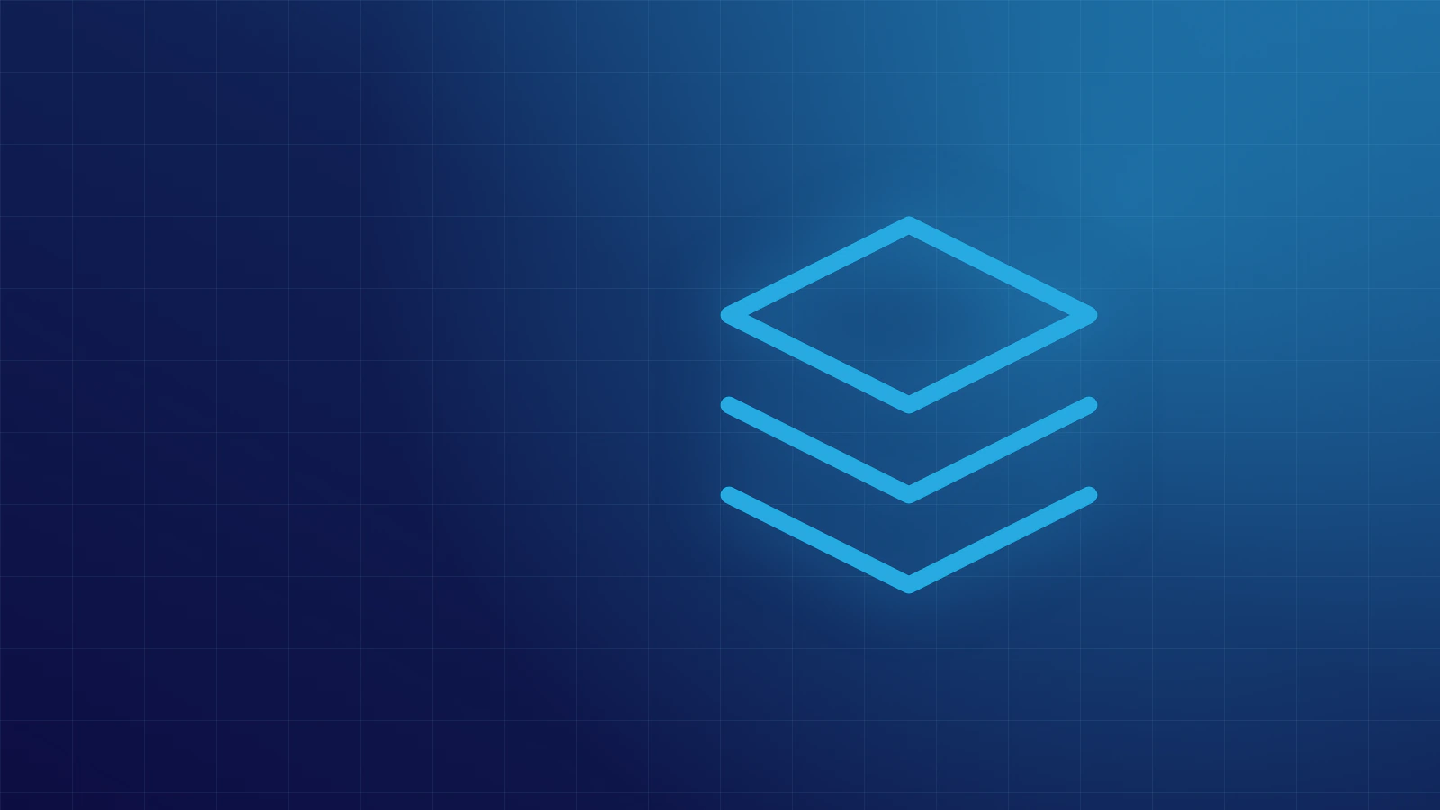 Illustration of three stacked layers, drawn in blue lines on a navy background.